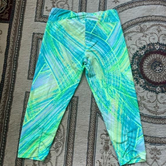 CALVIN Klein 3/4 length green funky tights size m - Picture 1 of 4